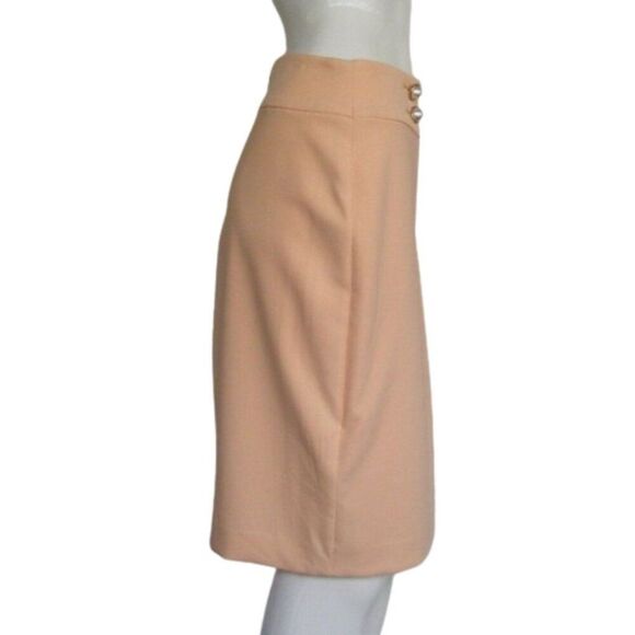 new CALVIN KLEIN Skirt, 2,  Peach, Faux Wrap, Big Button Accent, Back Zipper - Picture 11 of 12